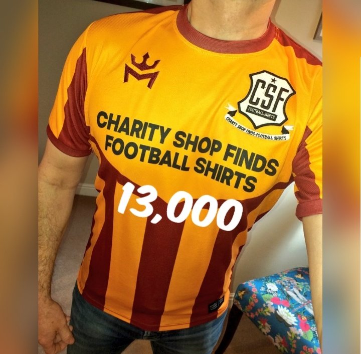 Some might say unlucky 13,000 😂

Middle-aged man looking for football shirts in charity shops since 1984

It brings me such pleasure so many of you want to be part of my journey with football shirts & please continue to tag me in your finds, love seeing them.

#CharityShopFinds