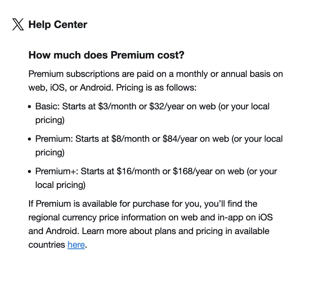 Seems like X hired the McKinsey group that defined airline pricing tiers... • X Free $0/mo = Cargo • X Basic $3/mo = Economy Class • X Premium $8/mo = Premium Economy • X Premium+ $16/mo = Business Class Next up: Extra fees for emojis and frequent tweeter rewards?