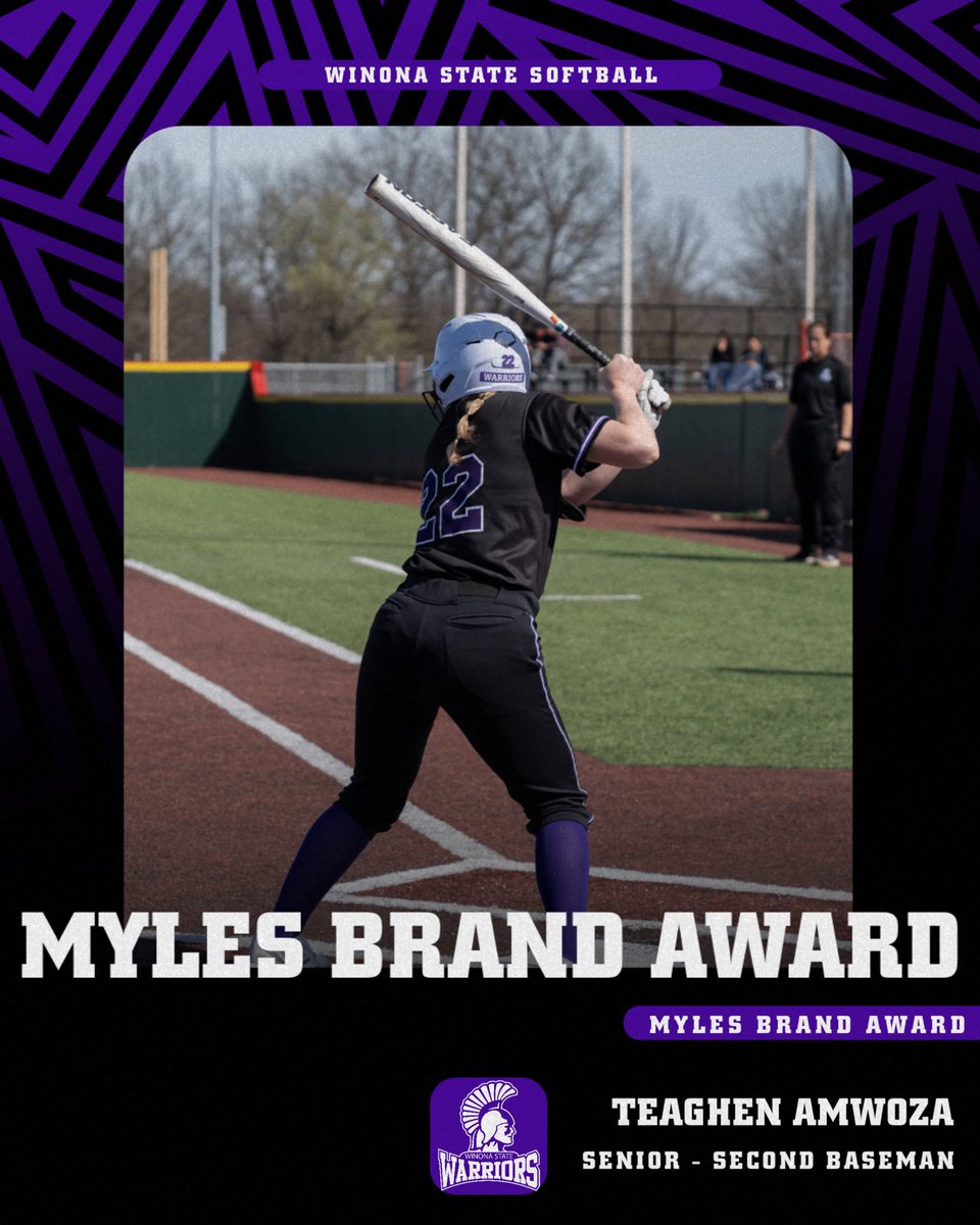 Congratulations to Senior Second Baseman, Teaghen Amwoza on earning the prestigious Myles Brand Award. This award is given to student-athletes who are exhausting their eligibility and have achieved a 3.75 or higher cumulative GPA! Well done Teaghen!