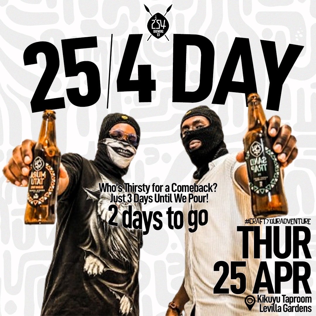 254brewingco's tweet photo. The Wait Is Almost Over—Just 2 Days to Relaunch!! Are you ready??!! #muratatu #niaje #sandtrap #nitrostout #goldenrump https://t.co/6n75QEwT7R
