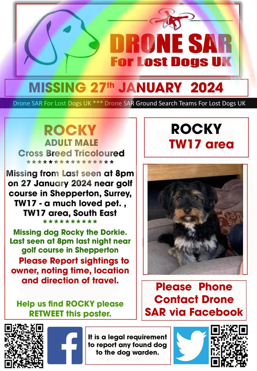 #RIPROCKY Sadly ROCKY didn't make it back home, our hearts and thoughts go out to his family at this sad time 😢 #RIP #RainbowBridge #DroneSAR