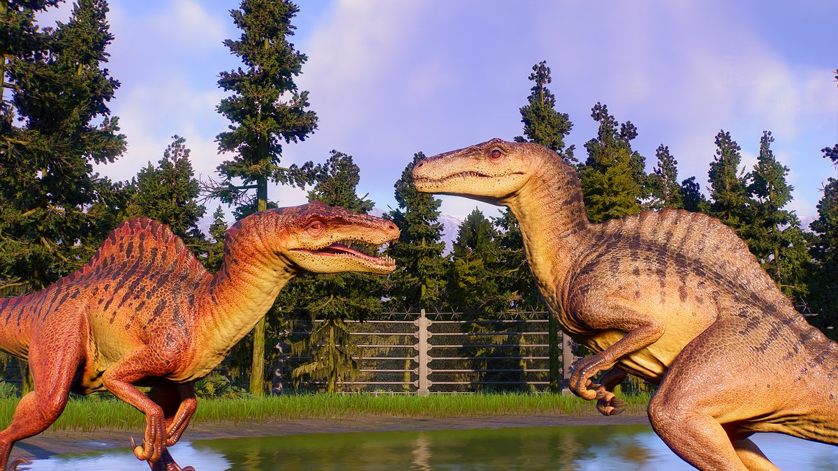 Two Spinoraptors square off against each other in this magnificent moment captured by Blue on Discord!