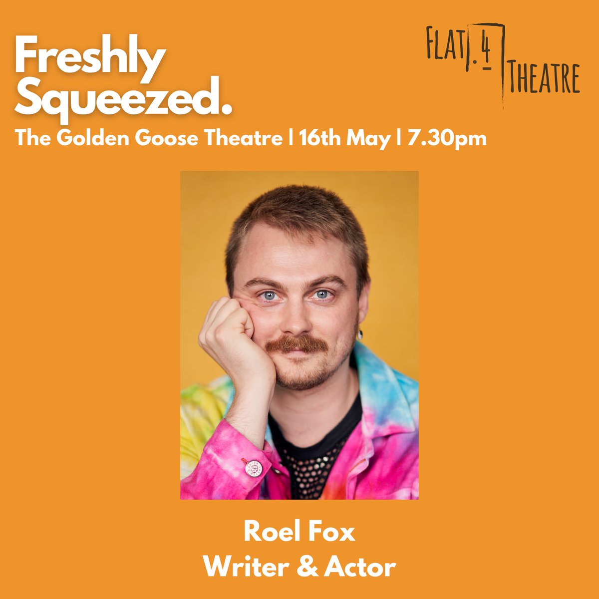 Flat4Theatre (@flat4theatre) on Twitter photo 🍊OUR LINE UP IS HERE 🍊
First up we have Oil Spill written and performed by the wonderful Roel Fox.
Tickets available here: ticketsource.co.uk/freshly-squeez…
16th May, <a href="/GooseTheatre/">Golden Goose Theatre</a> 7.30pm - don’t miss out 😎 🍊OUR LINE UP IS HERE 🍊
First up we have Oil Spill written and performed by the wonderful Roel Fox.
Tickets available here: ticketsource.co.uk/freshly-squeez…
16th May, <a href="/GooseTheatre/">Golden Goose Theatre</a> 7.30pm - don’t miss out 😎