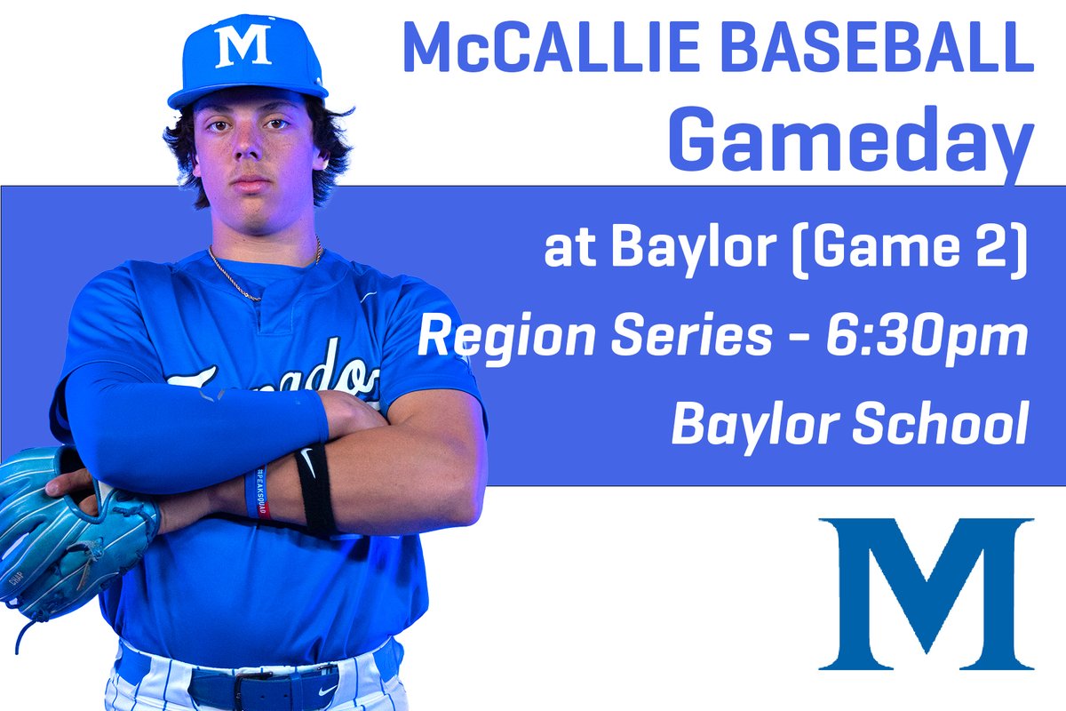 Game 2 of the McCallie-Baylor Region baseball series is tonight at Baylor. The two programs open with a Junior Varsity game at 4PM, and the second game of the series starts at 6:30PM at the Baylor baseball stadium. #GoBigBlue @McCallieBseball