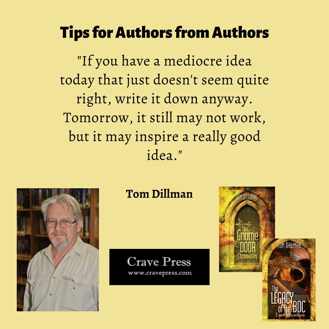 It's #WritingTip Tuesday. Here's advice from Tom Dillman, author of the #youngadult #tween #fiction Gnome Door Chronicles books. Drop your additional #writingtips in the comments. ✍ #AuthorTips #writingcommunity ️