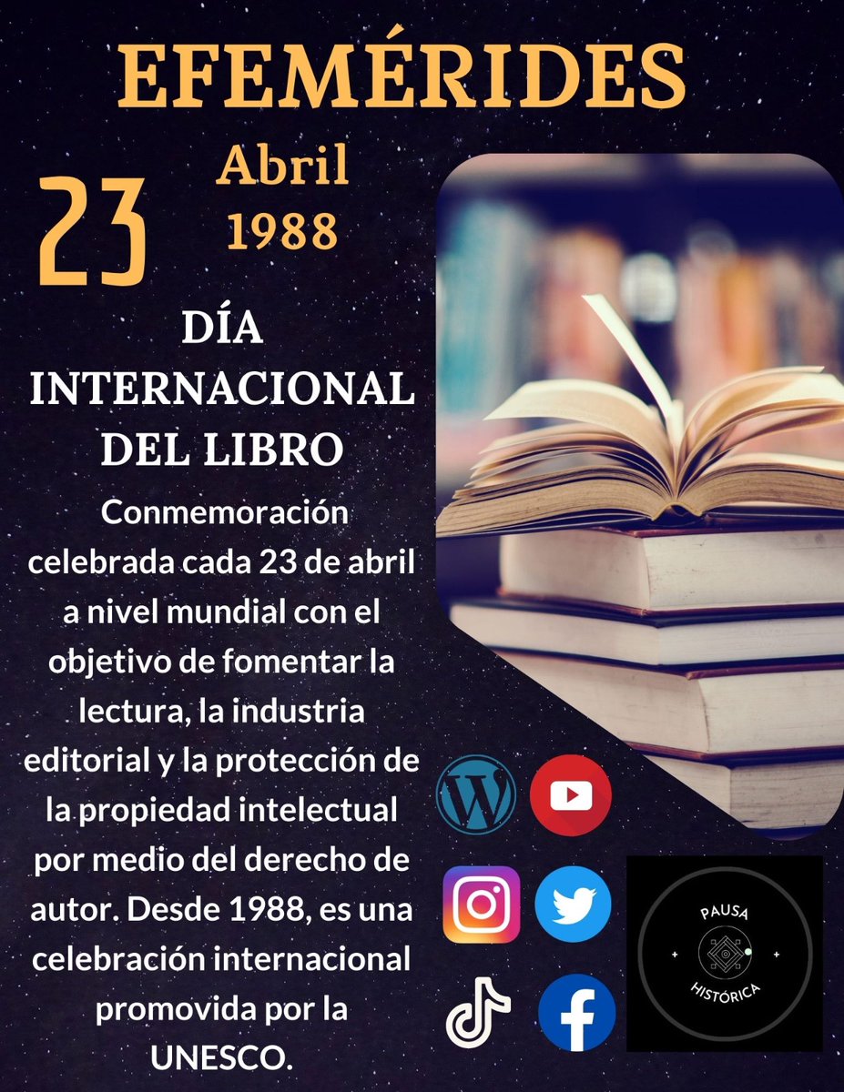 #FelizMartes #23Abril se conmemora el #DiaInternacionalDelLibro con el objetivo de fomentar la #lectura #History #Historia #LiteraturePosts #literature