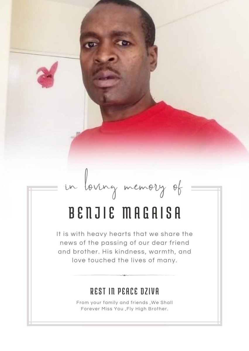 daddyhope's tweet photo. I am deeply saddened with the passing of Benji Magaisa, the youngest brother of the late Dr. Alex Magaisa.

He died in Pretoria South Africa from a cardiac arrest.

May his soul rest in peace and may the Magaisa family be comforted during this painful and difficult time. https://t.co/lVTEqyTyZo