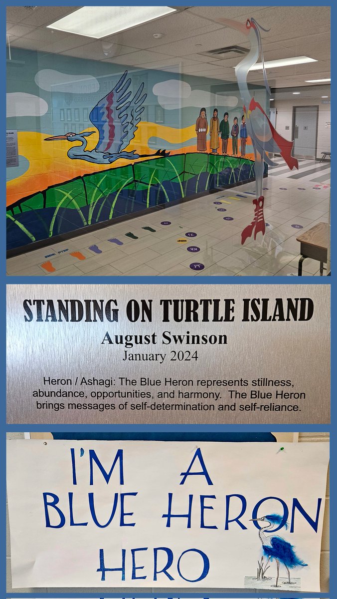 Carla_Johnson's tweet image. Wonderful, inspiring start to my day at Blue Heron PS. 💙 Excited to see the new mural "Standing on Turtle Island" by August Swinson to celebrate the new school name. Being on the renaming committee was a true highlight for me.

@wrdsb @ryewrdsb @ScottPiatkowski