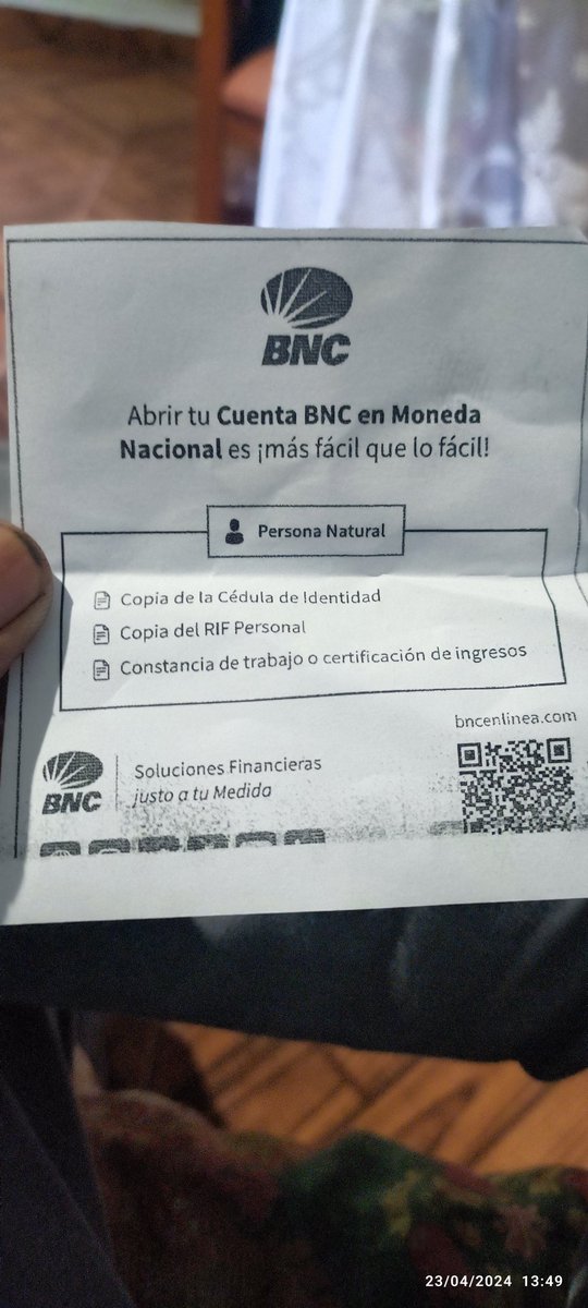 🚨 #Atención #banco

📝 Los requisitos para abrir una cuenta en el banco @bncbanco_ son:

🔹 *Cédula
🔹 *RIF
🔹 *Certificado de ingreso o carta de trabajo
🔹 *100Bs para la cuenta en Bs
🔹 *10$ para la cuenta en divisa

👉🏻🧐Para ambas cuentas, en Bs o divisa, se requiere un