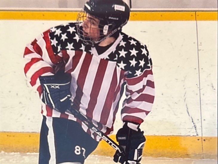 lategamemovie's tweet photo. Have you ever wondered what inspired Sondy’s iconic tarp? Dr. John Calamino - @JeffZucker - first donned these patriotic threads back in the day and by god our forefathers would be so proud to see its legacy live on!! 🇺🇸 
#Merica #BeerLeague #NHLPlayoffs #TheLateGame https://t.co/Dv2HqSQotL