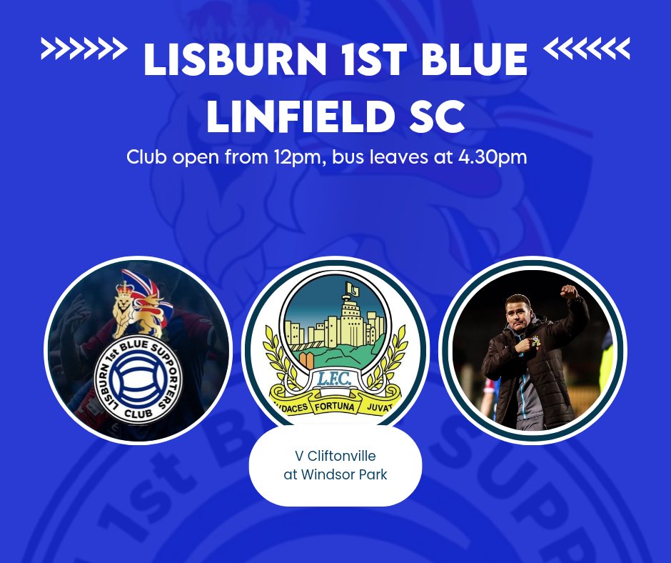 The Blues finish up their league campaign with a dress rehearsal for the Cup Final against Cliftonville. A later kick off time at Windsor of 5.30pm with David Healy & his squad wanting to sign off on a high!

Club & bus details below👇Visitors welcome🤝

Mon Linfield!!!💪

AFJ💙