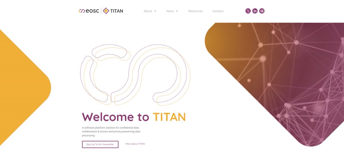 Welcome to the official @titan_eosc's website 👩‍💻 👉 titan-eosc.eu TITAN has the overall objective of enriching the @eoscassociation by developing a software platform solution for confidential collaboration and privacy-preserving data processing. Start exploring now 👇