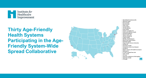 📰 @TheIHI has launched its first 18-month Collaborative to accelerate system-wide spread of #AgeFriendly care for #OlderAdults, engaging 30 health systems to accelerate & spread 4Ms adoption across all their sites & care settings: ow.ly/v8Xy50Rmjrk @ahahospitals @TheCHAUSA