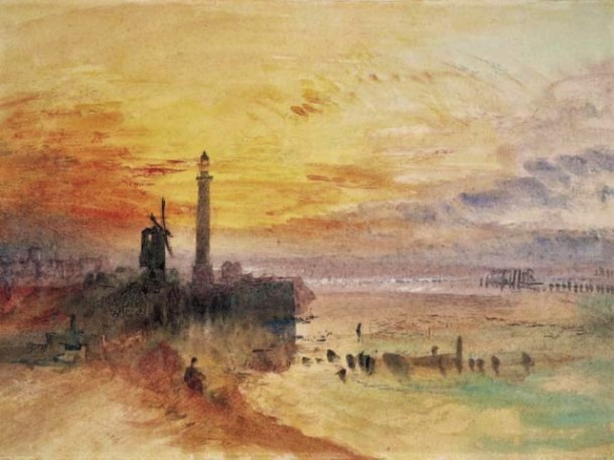 Here are J.M.W. Turner’s brilliant watercolors for his birthday today. They bring a sort of luminous light into a month of darkness when they are put on display each year in January – the Venetian scene with lightning at the National Gallery in Edinburgh is a favorite of mine.