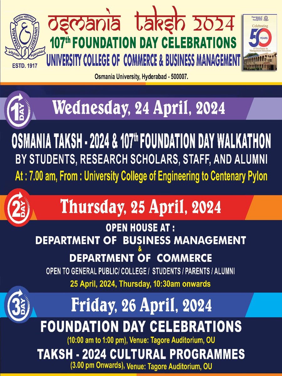 ocambaaa_in's tweet photo. Our Alma Mater-Osmania University Campus College of Commerce and Business Management has shared this #invitation with all the Alumni members faternity of #OCAMBAAA, kindly note and share with your batchmates to attend.
🤝🏻
@osmania1917 @osmania_fdn @prof_ravinder
@HiHyderabad https://t.co/C9n1UgDX0O