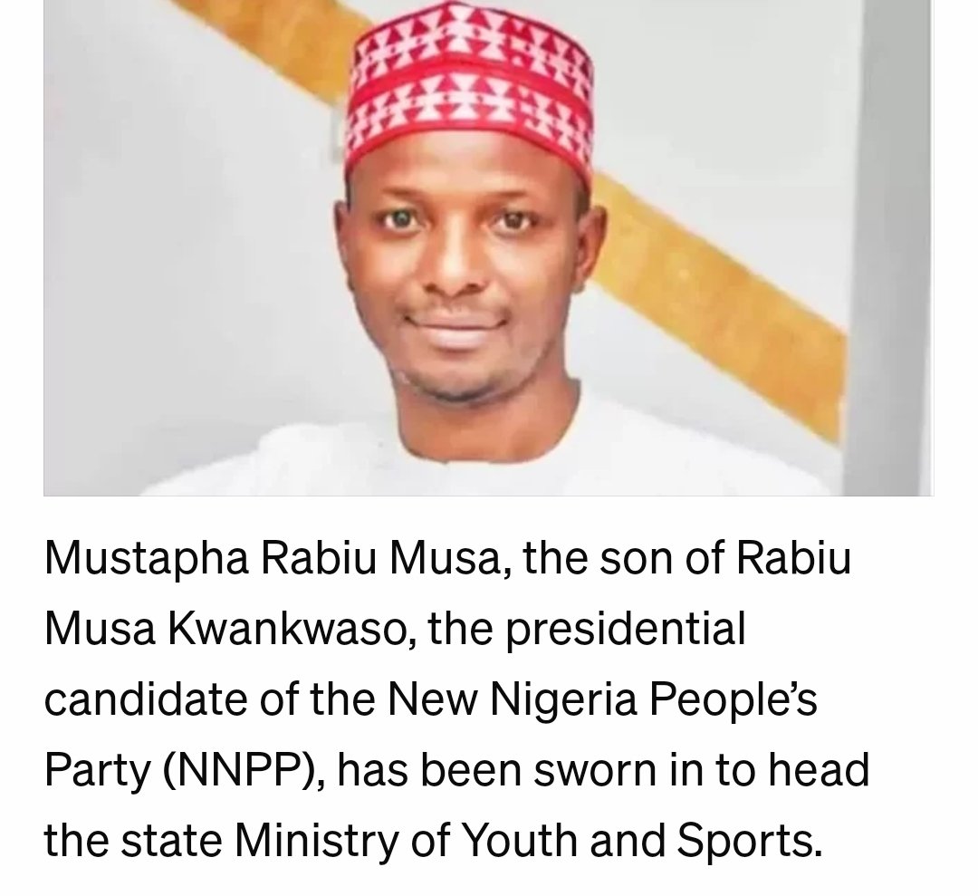 In Kano State, Mustapha Rabiu Kwankwaso, son of Rabiu Musa Kwankwaso is the new Commissioner to head the Ministry of Youth and Sports.