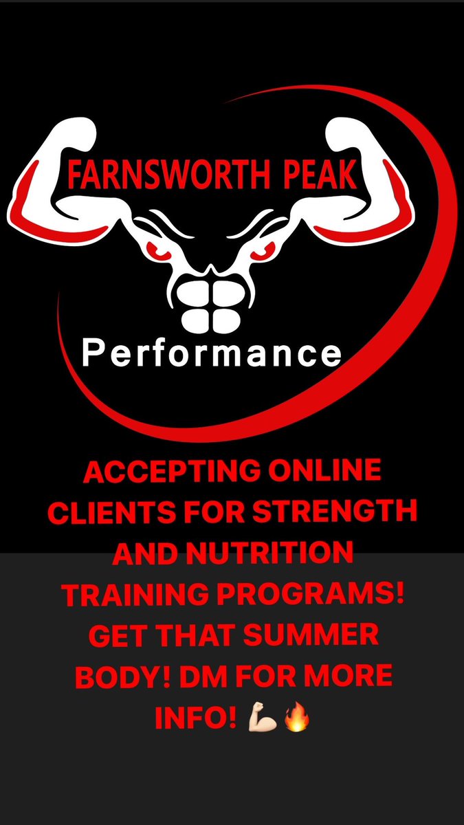 Accepting online clients! Time to get that summer body and ready for the beach! SUNS OUT, GUNS OUT! #farnsworthpeakperformance #onlinetraining #personaltraining #summerbody #nutritiontraining #StrengthTraining