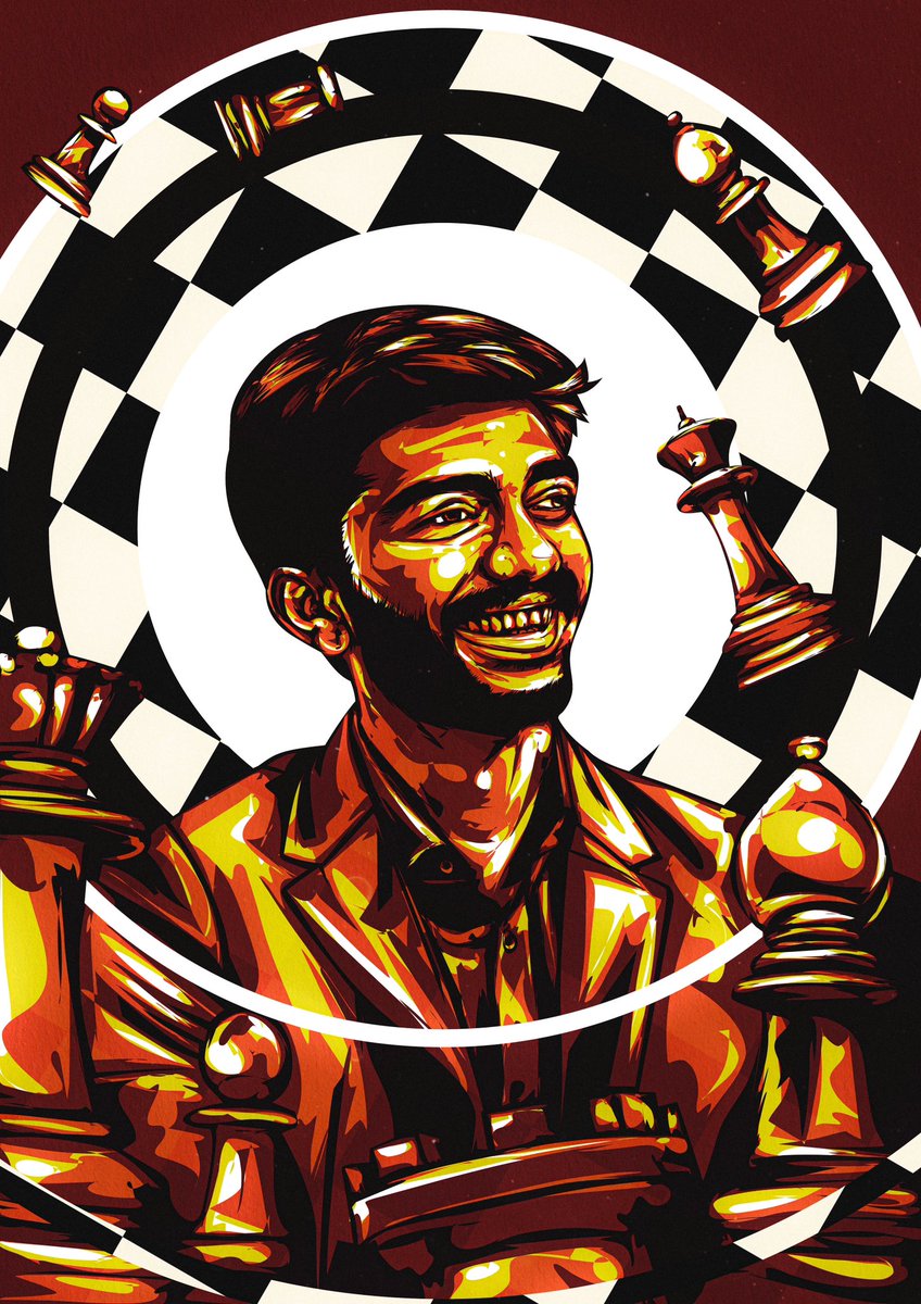 HeyAnuragita's tweet image. Artwork of Chess Grandmaster @DGukesh and congratulations to him for his amazing achievement of becoming the youngest player ever to win the #FIDECandidates! 😍🙏🏼