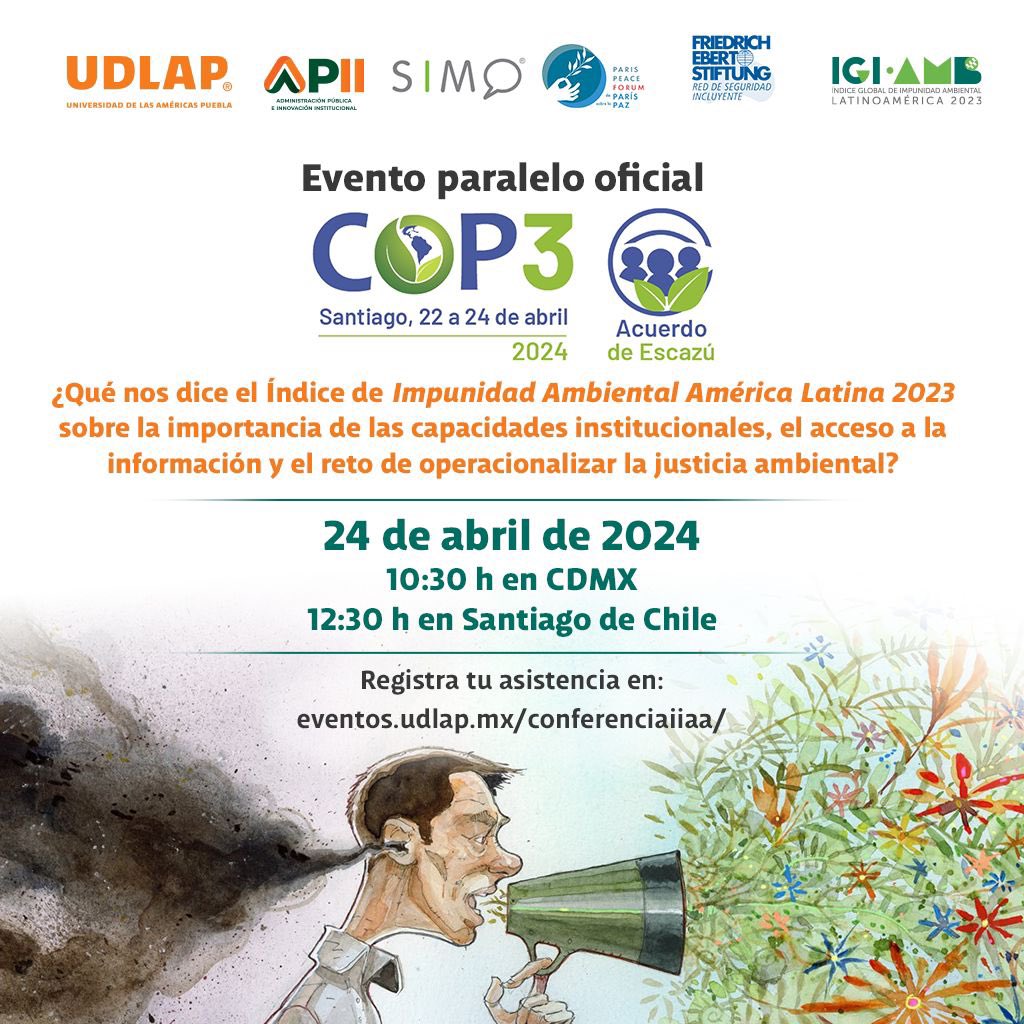 APIImex's tweet image. Los invitamos a participar en el evento paralelo a la #COP3 del Acuerdo de Escazú sobre el IGI-AMB LATAM 2023. @udlap 

👉🏼 eventos.udlap.mx/conferenciaiia…