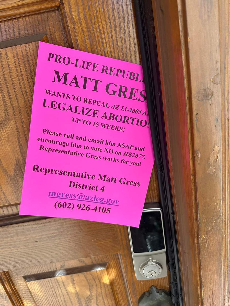 Ahead of tomorrow, our teams are out flyering the Speaker of the House's neighborhood. Pray that his neighbors would hold @MatthewGress accountable to protect all human life in Arizona.