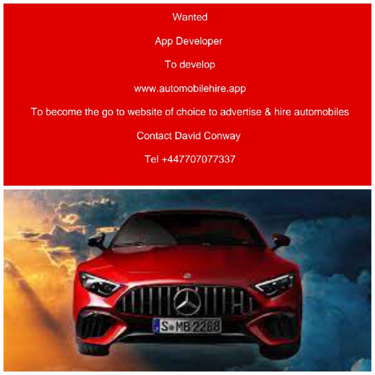 #AppDevelopment opportunity, I'm looking for an App Developer to collaborate with on what could be an amazing project you can contact me David Conway on Tel +447707077337 (UK) #app #Apps #AppStore #appdevelopers #seo #marketing #sales #branding #automobiles