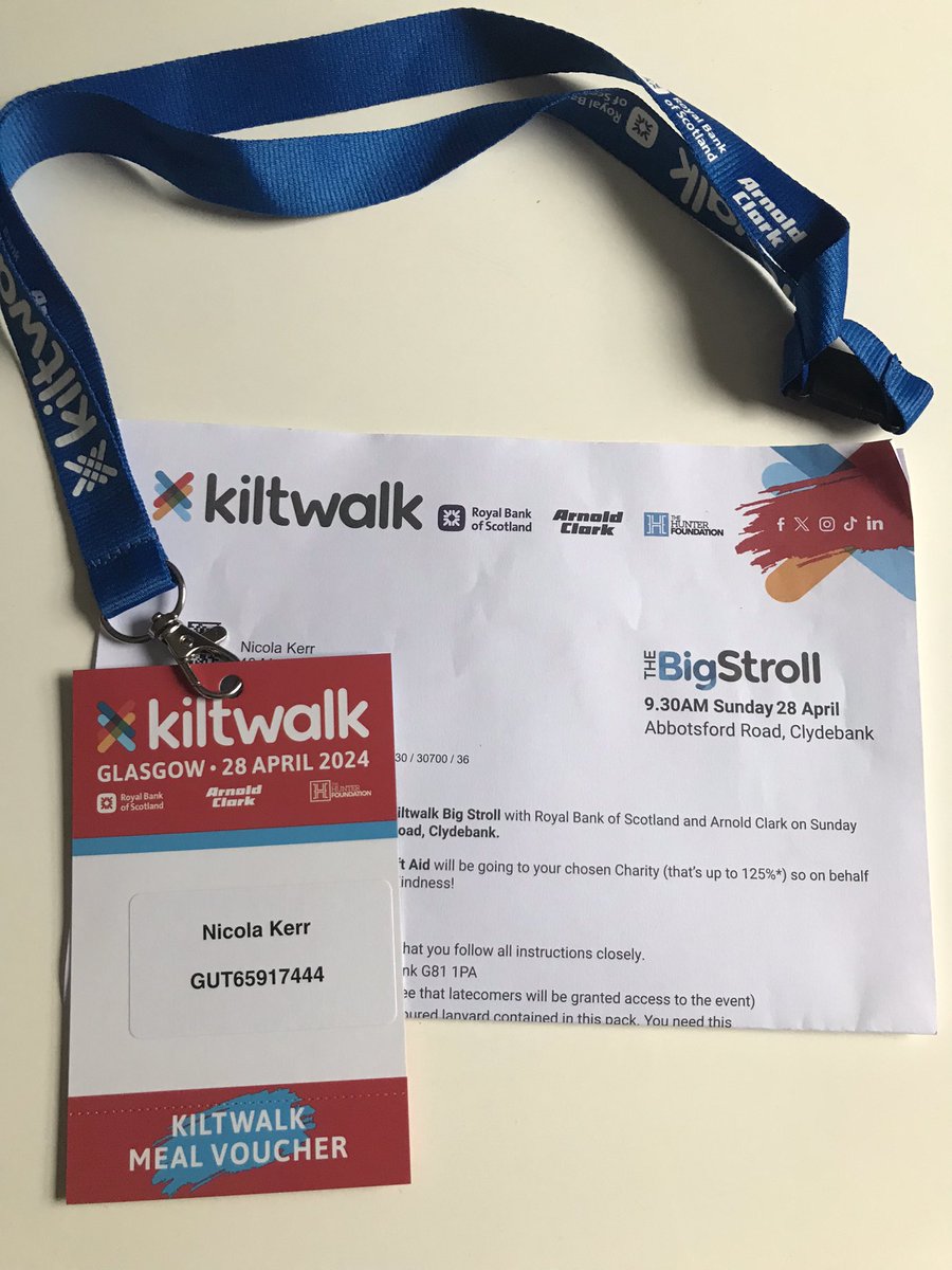 This makes it real! 
Getting excited now,
praying 🙏 for a dry day maybe some sunshine 🌞 
@thekiltwalk @CosgroveCare #Glasgow #Giffnock #EastRenfrewshire #Autism 
#specialneeds #children #youngpeople #disabled 

Please 🙏 donate:

justgiving.com/team/christy?u…