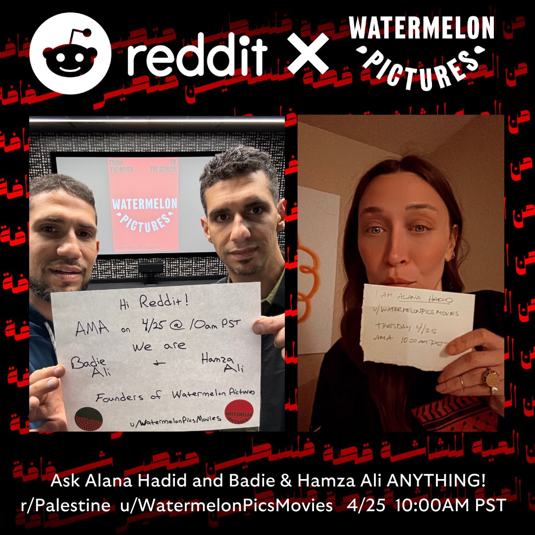 #TeamWatermelon will be on @reddit for our very first Ask Me Anything! 

4/25 - 10:00am PST

Founders Badie & Hamza Ali will join @TheLanzyBear to satisfy your curiosity about all things #WatermelonPictures! 

redd.it/1cb6ia0

#redditama #askmeanything