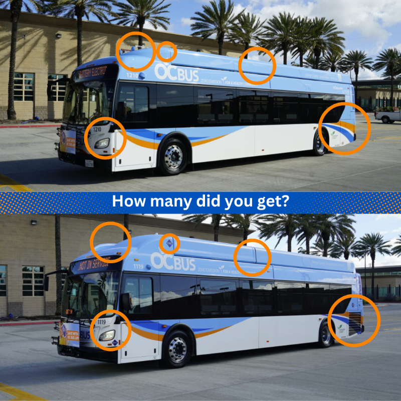 RideOCBus's tweet photo. Can YOU spot the differences between our new zero-emission buses? Subtle differences, big win for mother 🌎. Tell us how many you found below 👇.
#OCTA #OrangeCounty #OCBus #RideOCBus #Sustainability