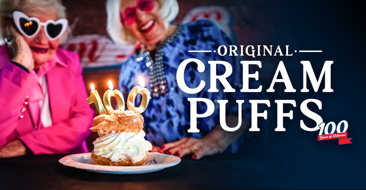 It's officially 100 days 'til the State Fair and we can't think of a better time to reveal Original Cream Puffs' all new look! 100 years has never looked so good 🤩