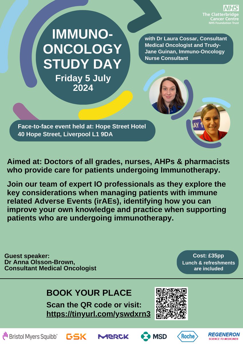 The Clatterbridge Cancer Centre (@cccnhs) on Twitter photo After the success of March's sold out event, our Immuno-Oncology team are very excited to announce the next Immuno-Oncology Study Day will be held on Friday 5th July 2024 at the stunning <a href="/hopestreethtl/">Hope Street Hotel</a>!
Spaces are limited. Secure yours now 👉 orlo.uk/MYnCt After the success of March's sold out event, our Immuno-Oncology team are very excited to announce the next Immuno-Oncology Study Day will be held on Friday 5th July 2024 at the stunning <a href="/hopestreethtl/">Hope Street Hotel</a>!
Spaces are limited. Secure yours now 👉 orlo.uk/MYnCt