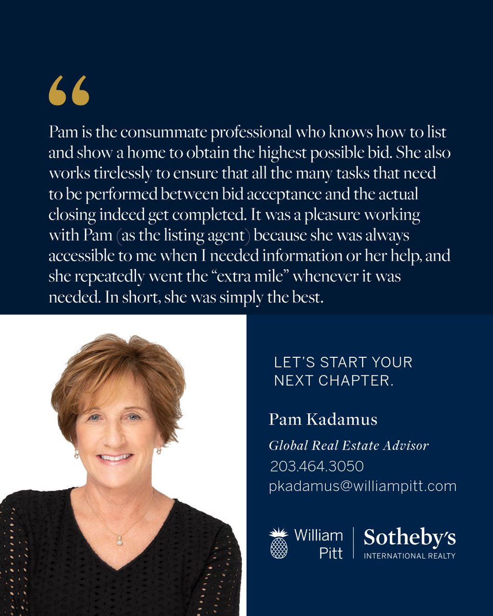 .

CONGRATULATIONS Pam!

#WPSIR #BeyondTheCity #Sothebys
#NothingCompares #wpsiragents
#williampittsothebys #sothebysrealty
#madisonct #guilfordct #wpsirshoreline