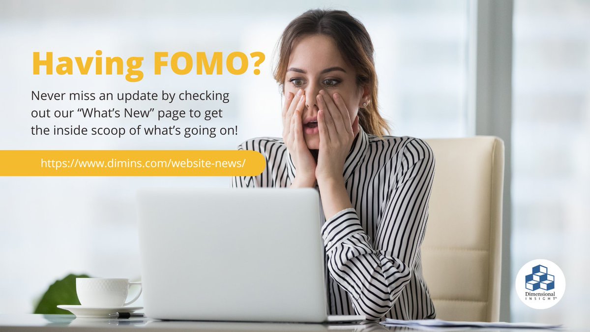 DI_tweet's tweet photo. Suffering from FOMO? Never miss an update, check out the What’s New page for everything DI!
https://t.co/rxMPsC41OJ
#whatsnew #fomo #dimensionalinsight https://t.co/coPYHNKaWM