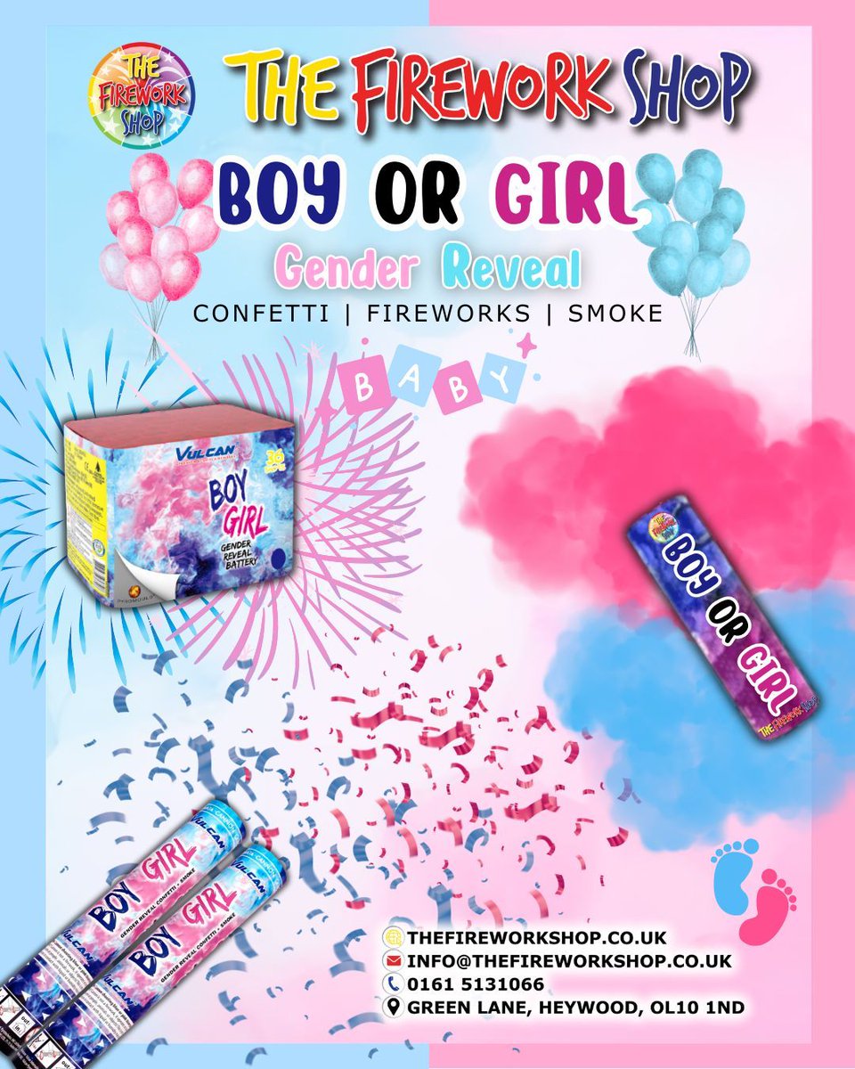 #BulldogFireworks #TheFireworkShop #GenderReveal #BoyOrGirl #GenderParty #GenderFireworks #GenderConfetti #PinkOrBlue