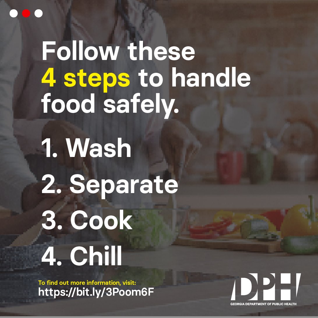 Ensure your kitchen is a safe space by practicing these 4 essential steps to handle food safely. Your health and well-being are worth it! Learn more: bit.ly/3Poom6F