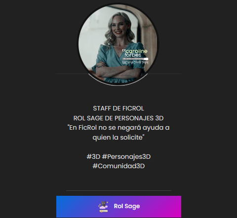 ¡Anunciamos nuevo Rol Sage! 🎉 Le damos la bienvenida a Caroline Forbes 🌟 quien se encargará de guiar y ayudar a nuevos roleplayers con personajes 3D en la plataforma, ya sea funciones, comunidad e interacciones relacionadas en ese ámbito. 👩‍💼 #RolSage

ficrol.com/CarolineForbes