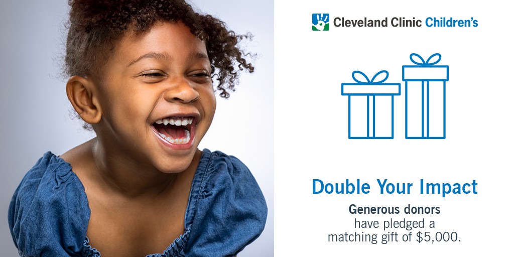 Thanks to a generous matching gift, donations made to Cleveland Clinic Children's during April will be doubled to fuel vital care, research and innovation. Give today to shape a brighter future for our children. #GivingDoesGood give.ccf.org/campaign/57214…