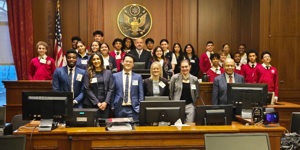 Several Lasallians accompanied St. Jean Baptiste students to a courthouse downtown last week to explore different career paths in the legal field. They had the opportunity to sit in a jury box, observe a case presented by attorneys, and participate in jury deliberations.