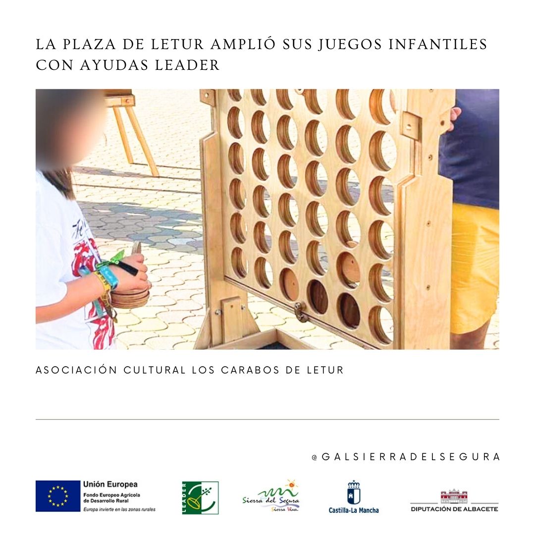 gdr_sdelsegura's tweet photo. 🇪🇺La Asociación Cultural Los Carabos de Letur obtuvo ayudas LEADER, gestionadas a través del Grupo
de Acción Local de la Sierra del Segura, para su proyecto de instalar juegos en la plaza del municipio.
#rural #desarrollorural #leader #sierradelsegura #ayudas #redr #recamder #CLM https://t.co/VCeYFGNov2