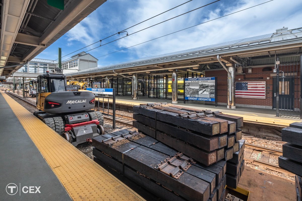 MBTA's tweet photo. Over the weekend, we made progress #BuildingABetterT with our ongoing Blue Line diversion. While we're upgrading tracks to remove slow zones for faster, more reliable service, we're also taking the opportunity to improve our stations for an overall better rider experience. https://t.co/KWk0vsjeWU