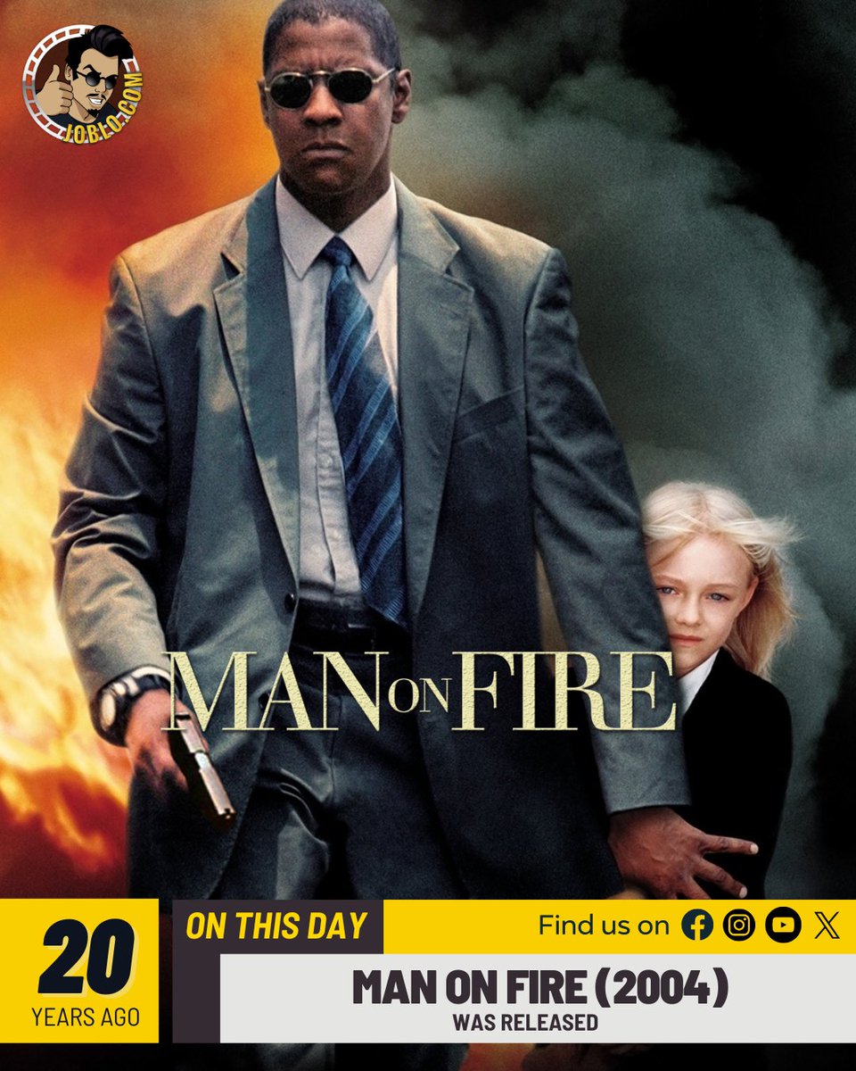 20 years ago today, Man On Fire (2004) was released! #JoBloMovies #JoBloNetwork #ManOnFire #DenzelWashington #DakotaFanning