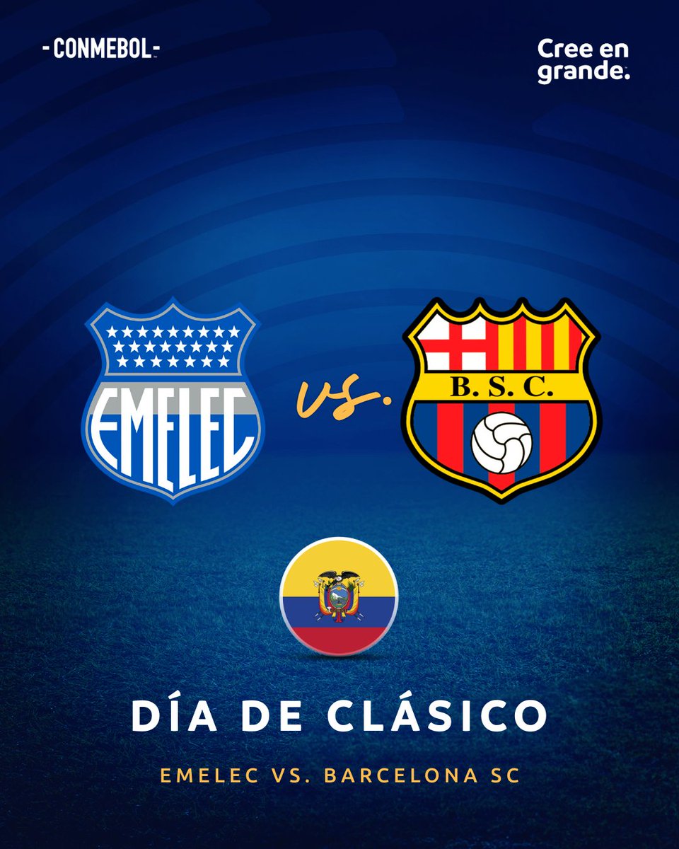 ¡Día de clásico en Ecuador! 🇪🇨 Hoy juegan @CSEmelec 🆚 @BarcelonaSC en el Clásico del Astillero 😌 ¿Quién ganará? ⚽️ #CreeEnGrande