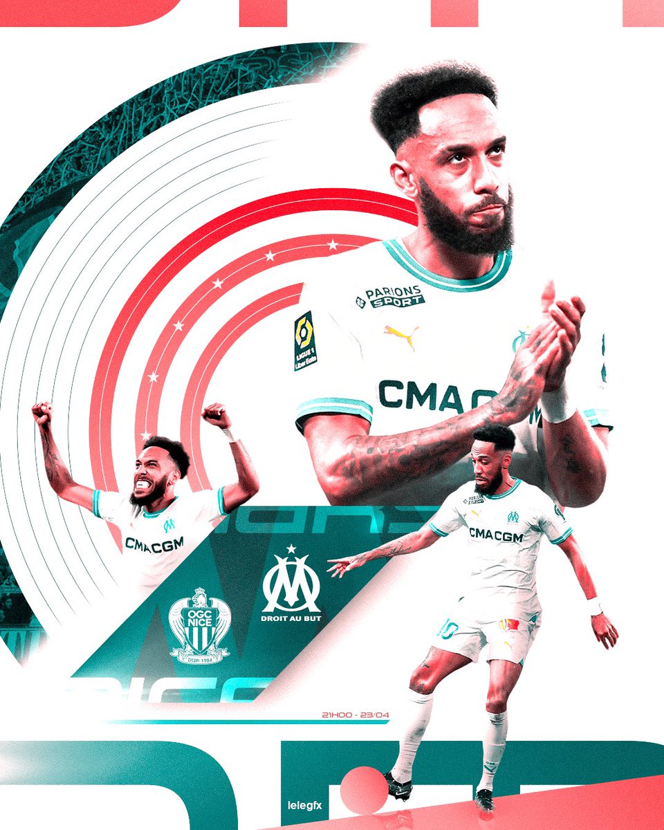 𝗠𝗮𝗿𝘀𝗲𝗶𝗹𝗹𝗲 - 𝗡𝗶𝗰𝗲 Mon visuel pour le match de demain qui oppose @OM_Officiel à @ogcnice pour la 𝟐𝟗 ème journée de @Ligue1UberEats 🗡️ Dans ce nouveau style, j’ai mis en avant notre 𝐛𝐮𝐭𝐞𝐮𝐫 @Auba qui est en grande forme en ce moment. 💨 #om #creaom #Matchday