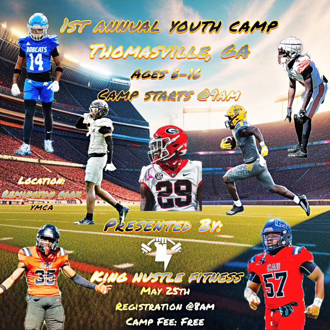 kinghustle91's tweet image. Camp coming up May 25th 2024 #Thomasvillega #Ymca @tvilletimes @GPBsports @AaronWALB @JacqueWCTV  @gabegokrazy  @deucerecruiting @RustyMansell_ @RecruitGeorgia @BigFaceSportss @On3Recruits @247Sports @EvanWynnn @EarlBrooksjr84 @RecruitGeorgia