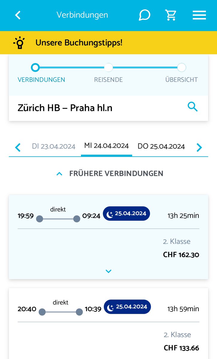 sibtrenck's tweet photo. 🌱🚆🌍 Neue Buchungsplattform für nachhaltige Zugreisen in ganz Europa
#SimpleTrain ist ein junges Start-up aus #Zürich mit der Vision, die🇨🇭Schweizer Bevölkerung von nachhaltigem Reisen zu überzeugen und auf Zugreisen in ganz Europa spezialisiert.
Heute wurde die Beta-Version der Plattform lanciert und steht zum Testen zur Verfügung. #Trainsetter können die Plattform aktiv mitgestalten und Verbesserungsvorschläge einbringen. Die Rückmeldungen werden über das integrierte «Feedback»-Formular entgegengenommen.
Die Checkbox „Nur Nachtzüge anzeigen“ trifft genau mein Bedürfnis als bahnsinniger Nachtzug-Fan und ich muss nicht mehr auf mehreren Bahnplattformen meine Tickets separat buchen. Eine zukunftsweisende Idee, ermöglicht durch den @pionierfonds💚
👉 https://t.co/nIJvTkpCe3
#Schweiz #Nachtzug #Bahnzeit #EuropeByRail #ÖVlive #NettoNull #CrossBorderRail #ZugStattFlug #LiegenStattFliegen