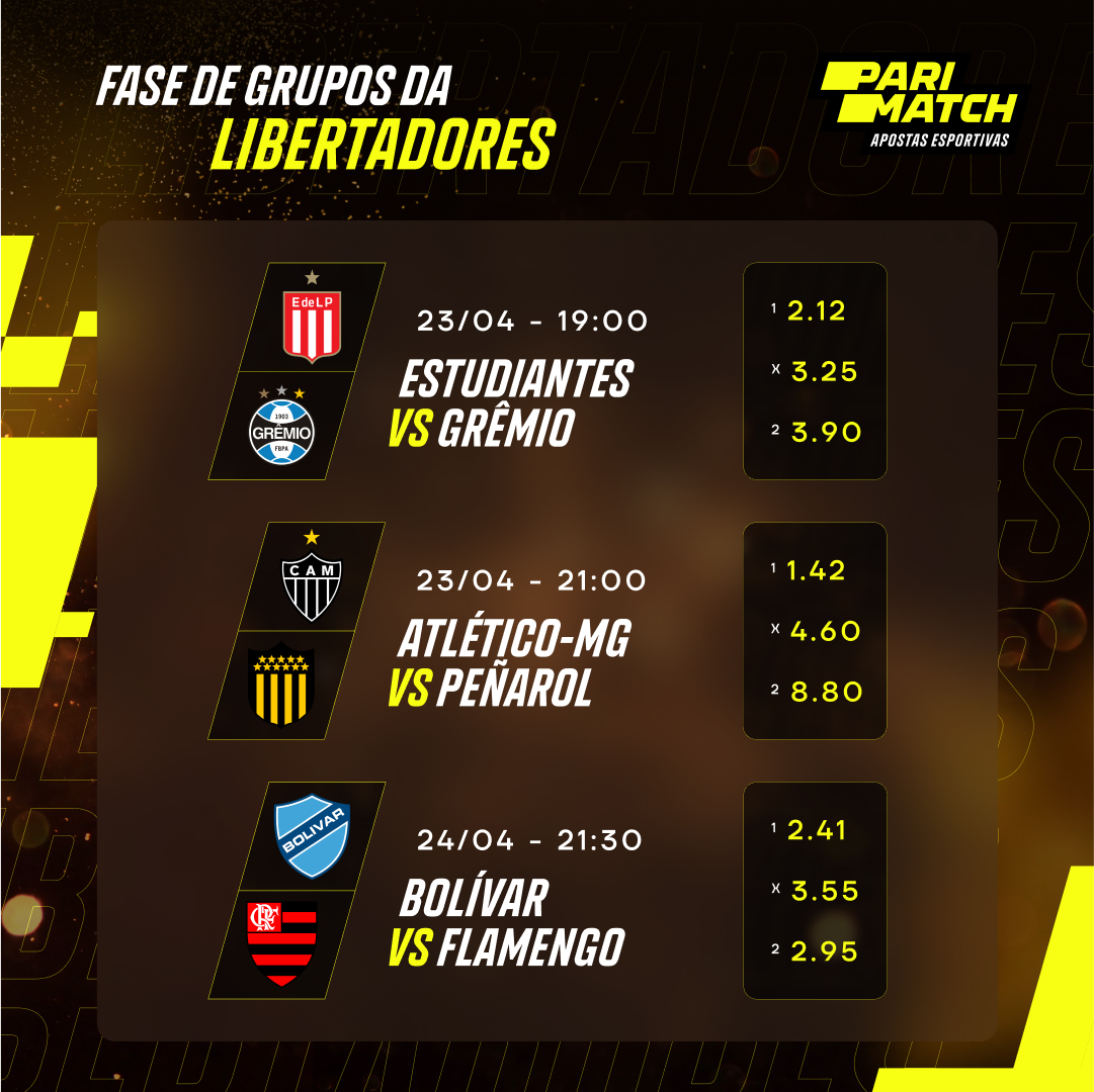 🏆 É a Libertadores chegando pra você fazer aquela apostinha com a Parimatch! (E antes que vocês xinguem o estagiário, o post do Botafogo vai ao ar amanhã com as odds atualizadas 😅) *As odds podem sofrer variações até o início da partida Aposte agora! qrco.de/FogoVIPx