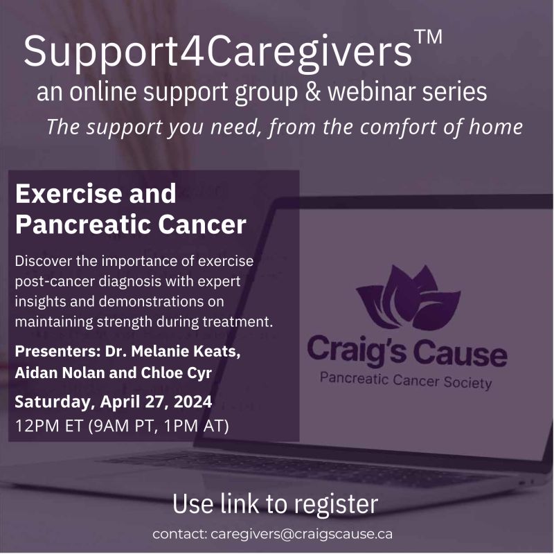 Support4Caregivers: Saturday, April 27
FREE REGISTRATION 🔗 ow.ly/qBSM50ReyeT
Dr. Melanie Keats, Kinesiology professor and researcher, along with two of her students, Aidan Nolan and Chloe Cyr, will explain the benefits of exercise after a cancer diagnosis.