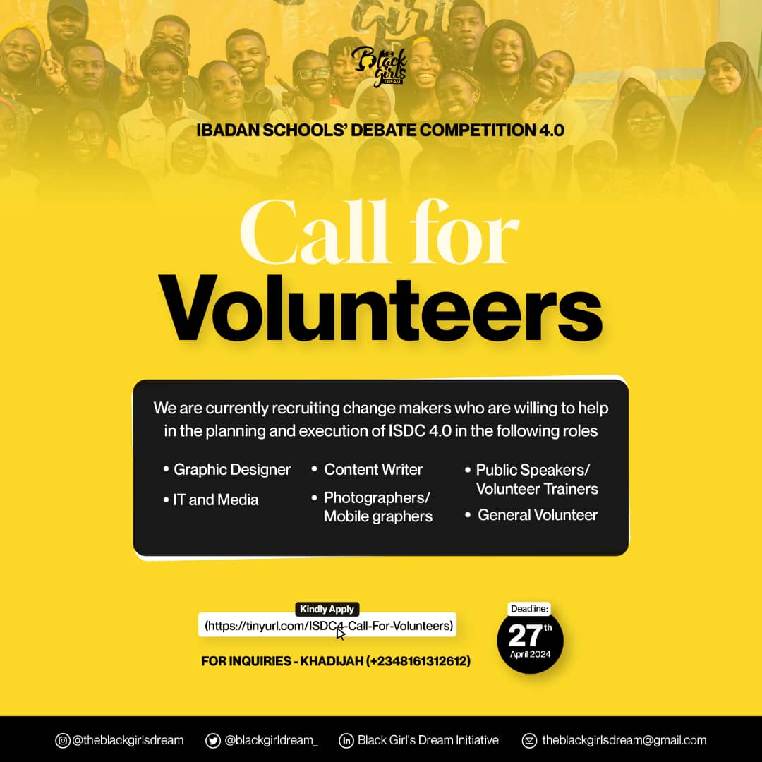 Attention Changemakers!🗣️ Are you looking to be a part of an impactful project or eager to inspire change? Volunteer Recrutiment for ISDC 4.0 is now open! To apply for our available roles, see the link attached; tinyurl.com/ISDC4-Call-For… APPLICATION DEADLINE: APRIL 27, 2024‼️