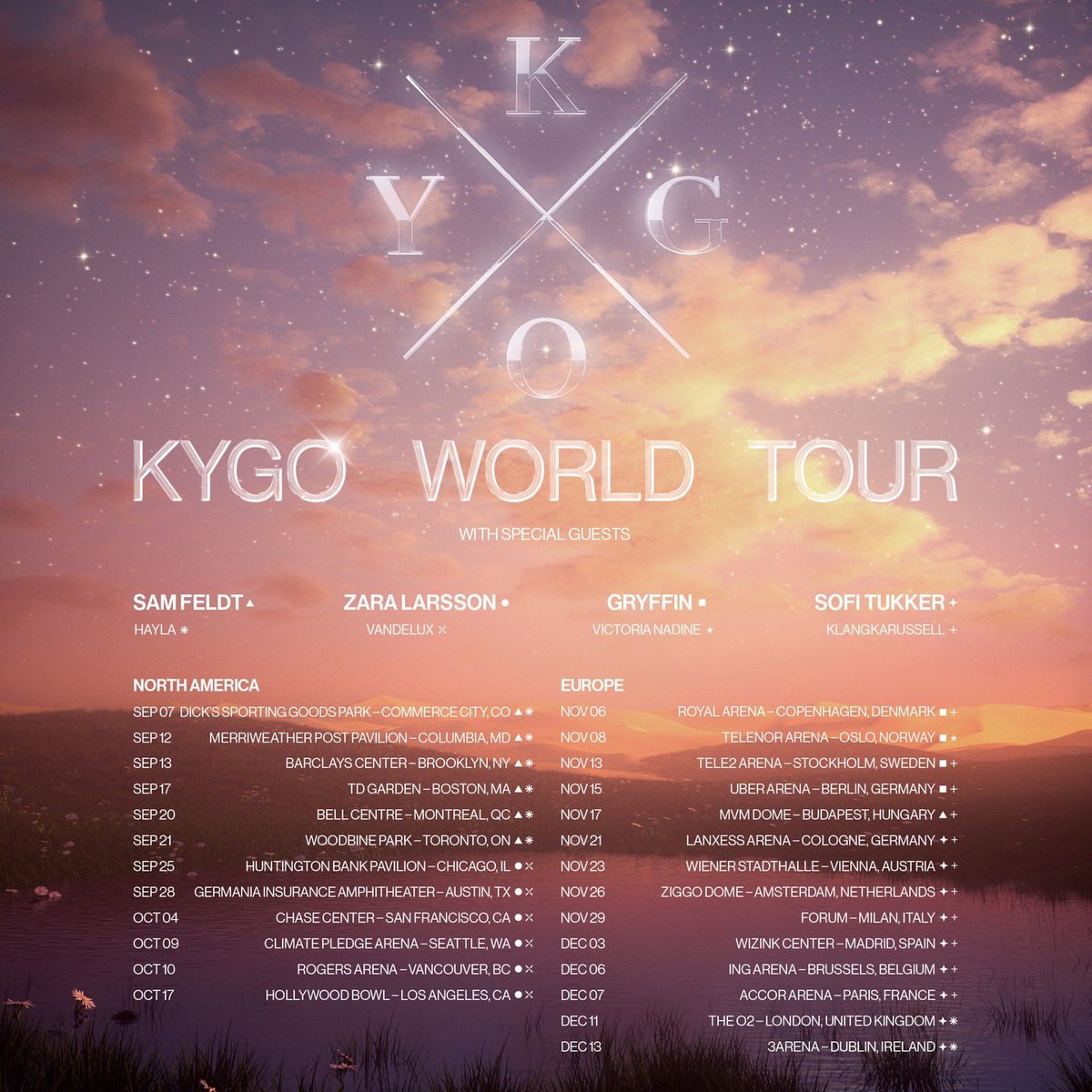 Part One of the Kygo World Tour pre-sale starts tomorrow (4/24) at 10am local!! Don't miss this one 🎟

Use code KYGO24 to get your tickets at kygothealbum.com