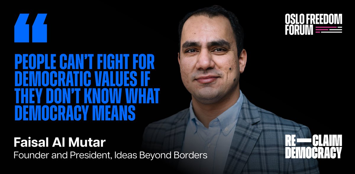 .@FaisalAlMutar takes the #OsloFF stage to share his pioneering efforts in the struggle against extremism. 👉 Join us in Norway: oslofreedomforum.com #ReclaimDemocracy