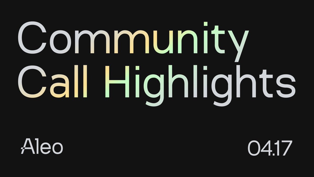 Aleo Network Foundation (@aleohq) on Twitter photo Last week <a href="/apruden08/">Alex Pruden</a> answered questions from the community during our regular community update.
Read what he had to share about validators, test case completion, and our final testnet ↓ Last week <a href="/apruden08/">Alex Pruden</a> answered questions from the community during our regular community update.
Read what he had to share about validators, test case completion, and our final testnet ↓